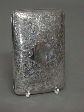 An Edwardian engraved silver cigar case, Birmingham 1902, 5  1/2 ozs
