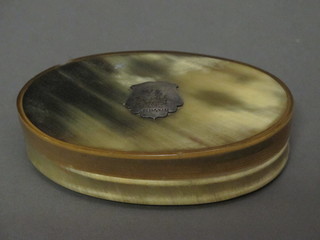 An oval horn jar and cover 4"