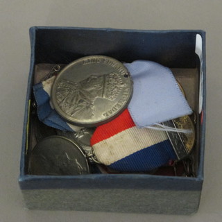 A collection of unofficial Coronation medals including 3 Edward  VIII, 2 George V Jubilee, Edward VIII, George VI and a School  Attendance medal