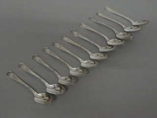 A set of 11 American Oneida community plate tea spoons  decorated film stars