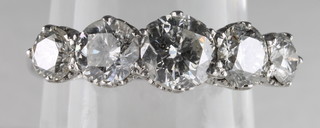 A lady's 18ct white gold dress ring set 5 diamonds approx 2.20ct