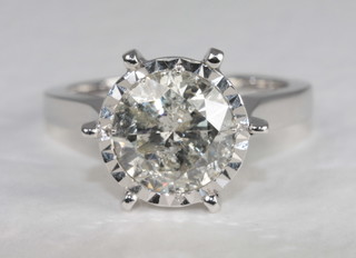 An 18ct white gold dress/engagement ring set a solitaire diamond, approx 2.11ct