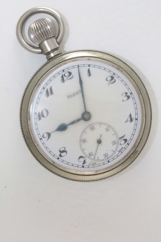 A Phoenix Southern British Railway open faced pocket watch  with enamelled dial and Arabic numerals, the reverse marked  BRS 7810