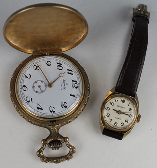 A lady's Sekonda wristwatch together with a pocket watch contained in a gilt case