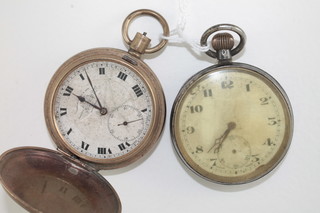 A silver open faced pocket watch and a gilt metal pocket watch,  f,