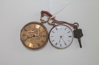 2 open faced pocket watches in gilt metal cases