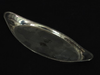 A 19th Century oval silver plated twin handled snuffer tray