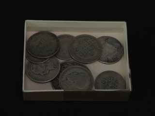 A Victorian 1889 silver crown and other silver coins