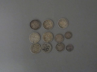 2 Maundy silver 1 pence pieces 1853 and 1904, 2 silver Maundy  tuppences 1838 and 1873, 7 silver Maundy thruppence - 1837,  1873, 1899, 1905, 1914, 1916 and 1917