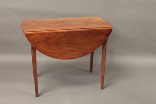 A 19th Century oval mahogany Pembroke table fitted 2 drawers, raised on square tapering supports 36"