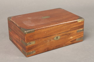 A Victorian brass bound coromandel trinket box with hinged lid  12"