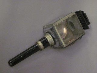 A 19th Century square candle powered carriage lamp, patent no.  207C