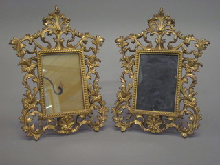 A pair of pierced gilt metal easel photograph frames 12"