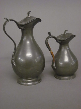 A waisted pewter jug 9" and 1 other