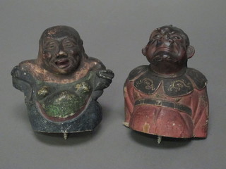 2 Eastern carved wooden and painted figures 4"   ILLUSTRATED
