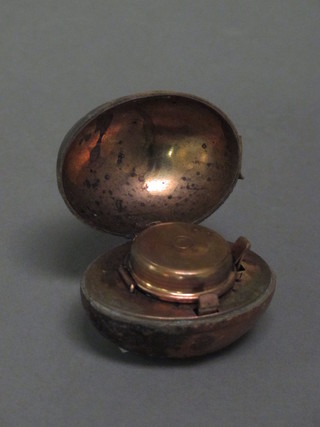 A Victorian leather inkwell in the form of a ruby ball 2"