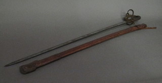 A Light Cavalry sword with leather scabbard   ILLUSTRATED