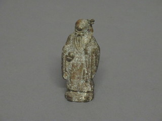 An Oriental bronze figure of a sage 3"