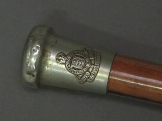 A Royal Army Ordnance Corps cane with white metal top
