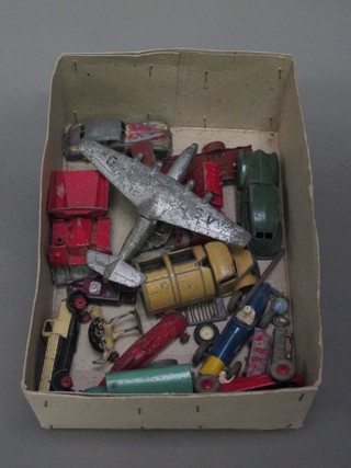 A Dinky model Armstrong Whitworth aircraft together with  various Dinky toy cars etc