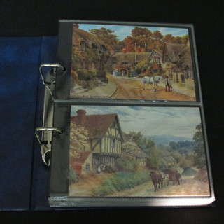 A collection of various postcards in a blue album - Country  Scenes