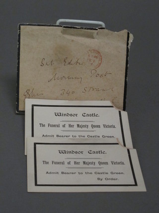 2 admission tickets to the funeral of Her Majesty Queen Victoria together with original envelope