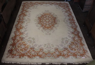 A white ground and floral patterned Indian carpet 139" x 98 1/2"