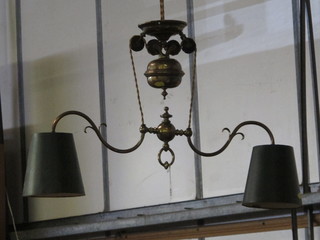 A 19th Century gilt metal twin light fitting