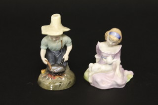 A Royal Doulton figure - Mary Had a Little Lamb HN2048 3"  and 1 other - River Boy HN2128 4"