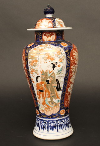 A 19th Century Imari porcelain urn and cover decorated figures  15"  ILLUSTRATED