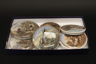 A Prattware pot lid and cover - The Residence of Anne  Hathaway and 5 other Prattware pot lids - The Wolf, The Lamb etc