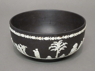 A circular Wedgwood black Jasperware bowl 7 1/2"