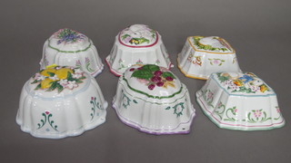 6 various Franklyn Mint porcelain jelly moulds