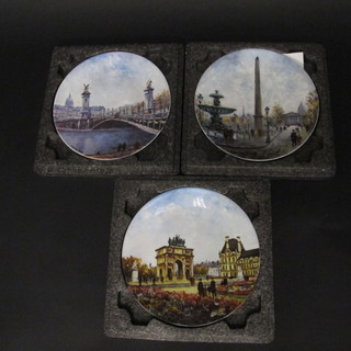 3 Bradford Exchange porcelain plates decorated scenes of Paris