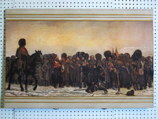 A Victorian 3 dimensional print "Inspecting The Grenadiers  Royal Corps" 15" x 25"
