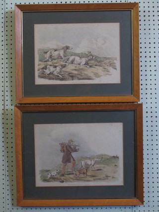 A pair of 19th Century coloured prints "Pointers and The Poacher" 9" x 14"