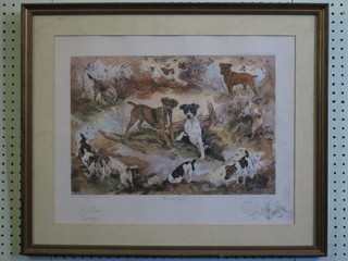 Gillian Harris, a coloured print "The Wild Bunch" 11" x 16 1/2"