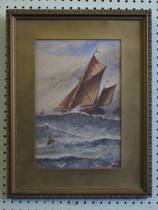 Watercolour drawing "Ship in Full Sale" 12" x 8"