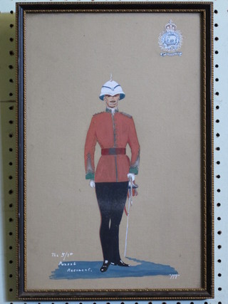 A portrait watercolour "Standing Officer of the 51st Punjab  Regiment" 15" x 9"