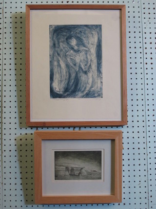 Janet Kersey, an etching "The Language Spoken by Angels" 10"  x 7" and 1 other "Lanyon Carn Galver" 4" x 6"