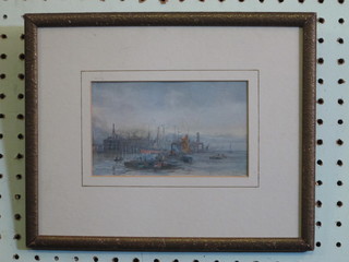W L Wyllie, a coloured print "Harbour Scene with Boats" 3  1/2" x 6"