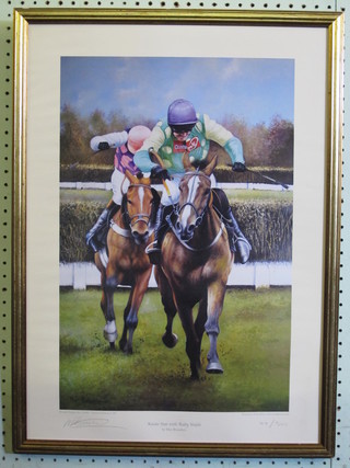 Max Brandrett, a coloured print, "Kauto Star with Ruby Walsh" 20" x 13", signed