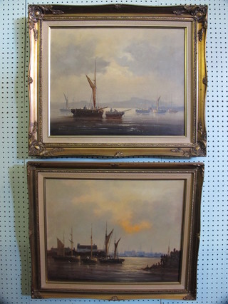 David Short, a pair of oil paintings on canvas "Studies of Fishing Boats" 15" x 19"