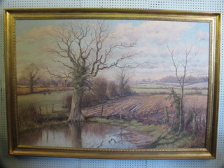 Mervyn Goode, a large 20th Century oil on canvas "The Oak By  The Pond" 38" x 57"  ILLUSTRATED