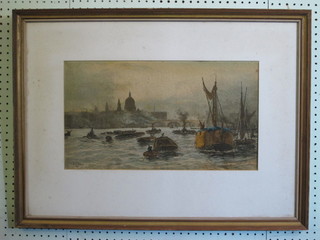 E H Fletcher, a coloured print "St Paul's From the Thames" 9"  x 19"