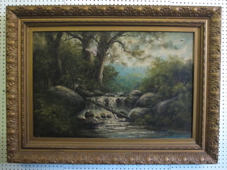 A pair of 19th Century oil paintings on canvas "River Scenes"  20" x 30" contained in a gilt frames