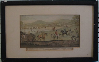 An 18th Century coloured print "The Royal Hunt Time of  George III" 5" x 9"