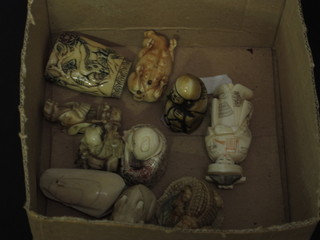 10 various carved ivory figures