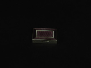 A 1930's Continental silver and pink enamelled stamp box with hinged lid 2"