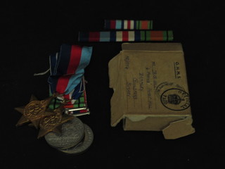 A Posthumous group of 4 medals comprising 1939-45 Star,  France and Germany Star, Defence and War medal, together with  2 ribbon bars and certificate relating to Lance Bombardier M  Wheeler Royal Engineers complete with original cardboard box  of transmission